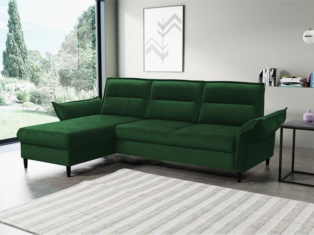 Veneti Rohová sedačka na každodenné spanie SONOKO - zelená, ľavý roh